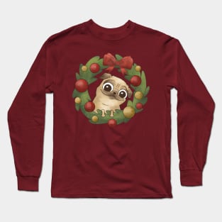 Merry Pugmas Wreath Long Sleeve T-Shirt